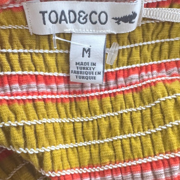 Toad & Co Striped Sundress Womens M Mustard Yellow Excellent Smocked Tie Strap - Picture 7 of 8